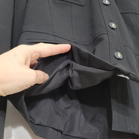 Proportion Petite Conrad C Black Button Down Faux Leather Trim Jacket 6 Petite - Picture 4 of 13